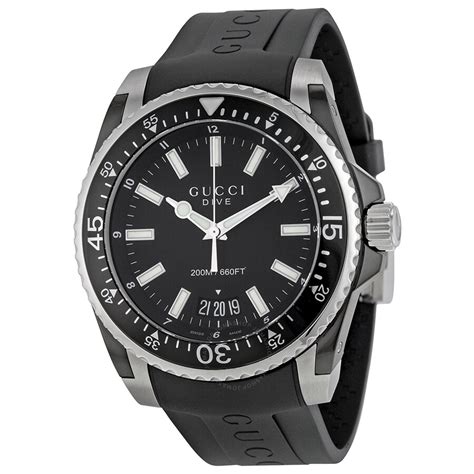 gucci ya136204|Gucci Dive Black Dial Black Rubber Men's Watch YA136204.